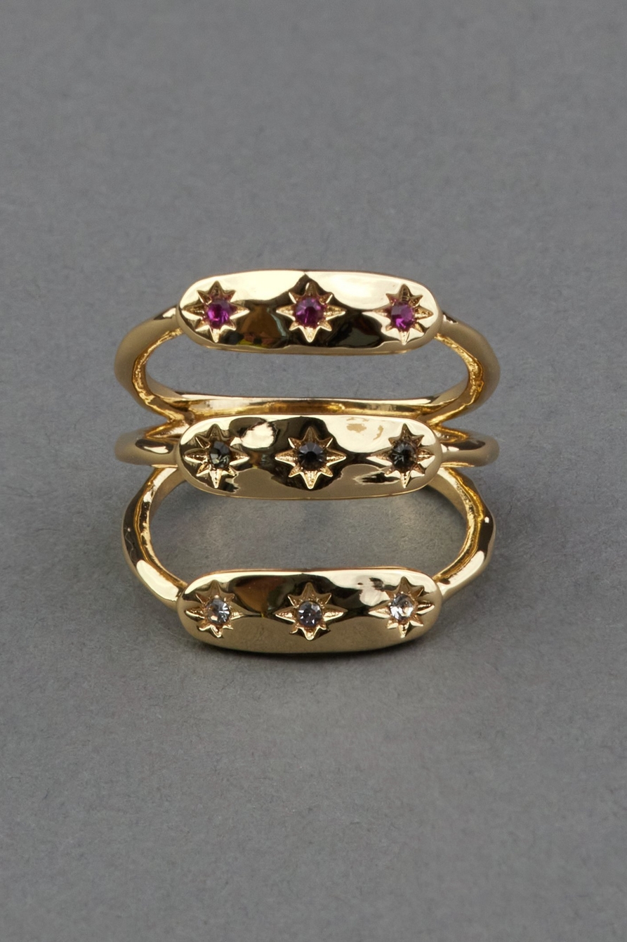 multi stone faux ring stack